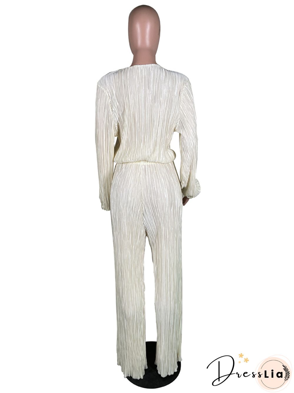Retro Long Sleeve Top Loose Pleated Wide-leg Pants Set