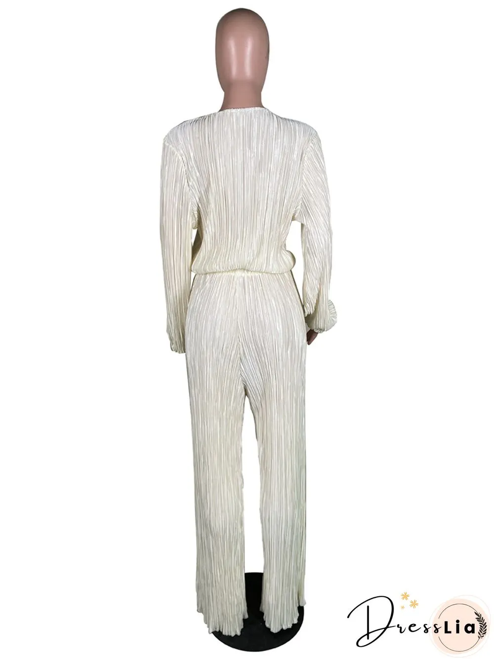Retro Long Sleeve Top Loose Pleated Wide-leg Pants Set