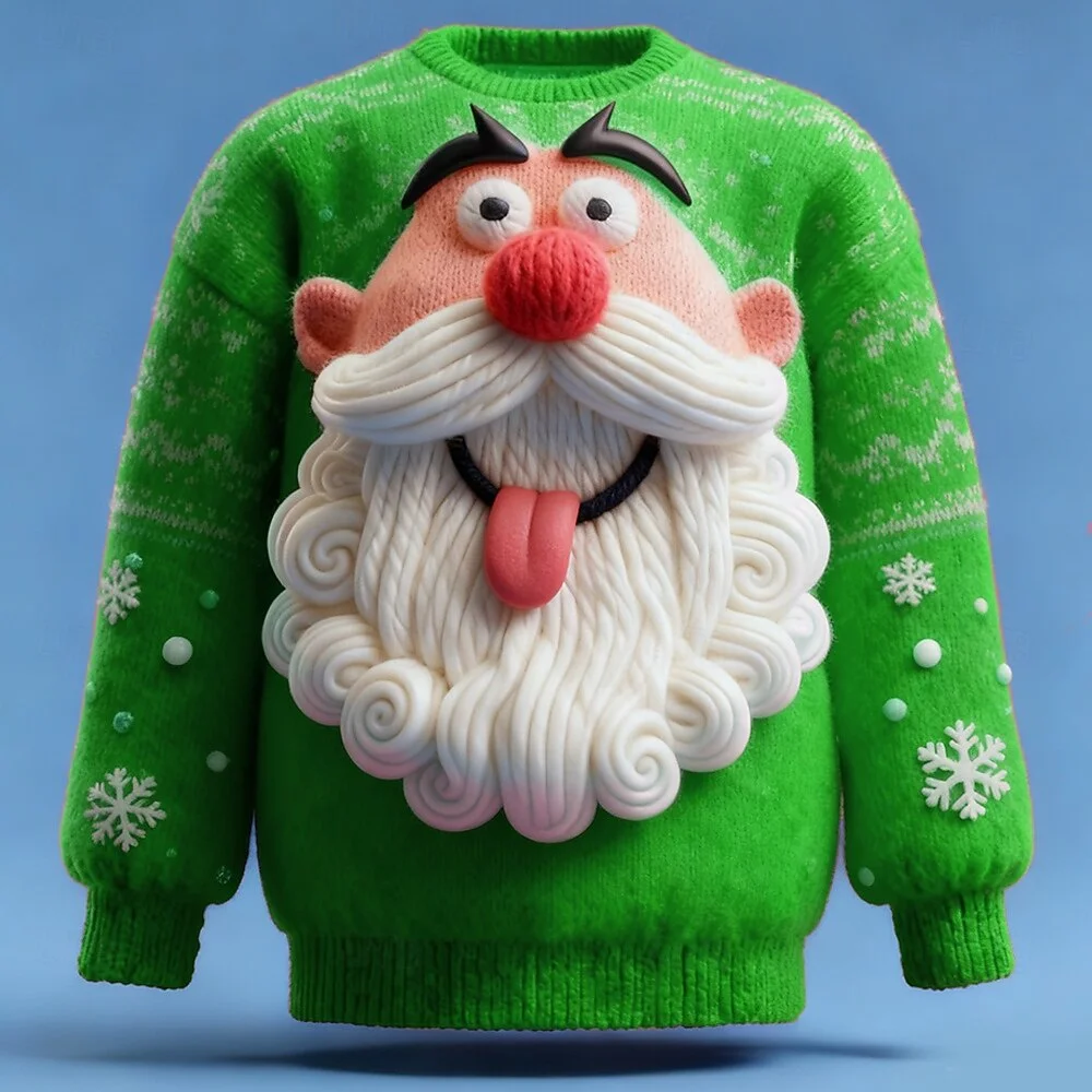 3D Print Unisex Santa Claus Crew Neck Christmas Ugly Sweatshirt-inspireuse