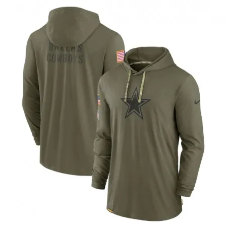 Men's Dallas Cowboys 2022 Olive Salute to Service Tonal Pullover Hoodie