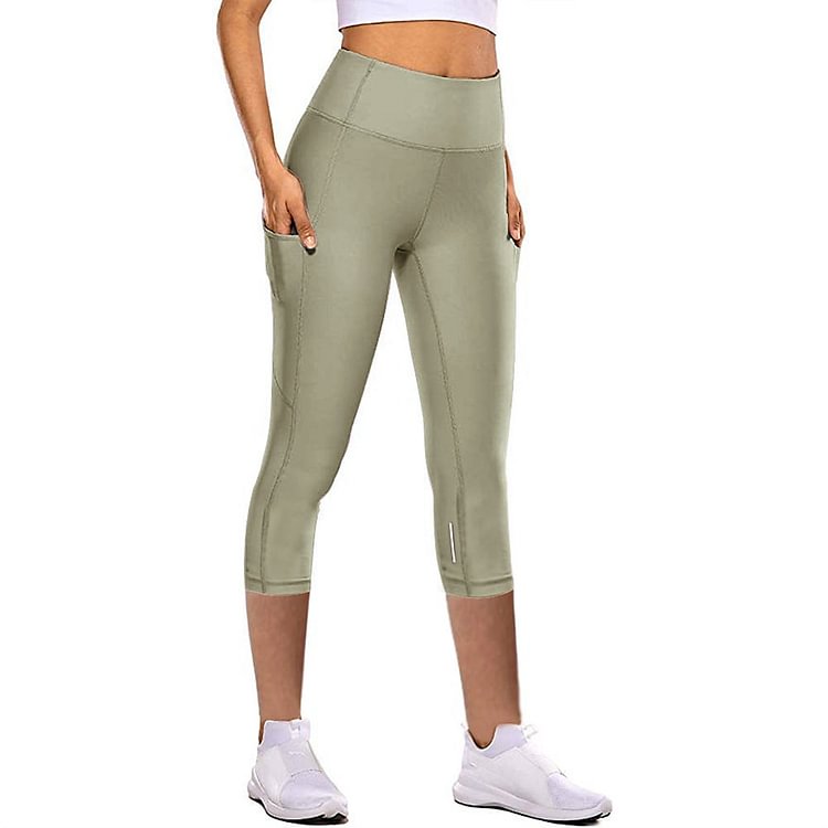 Women's High Waist Side Pockets Capri Yoga Leggings