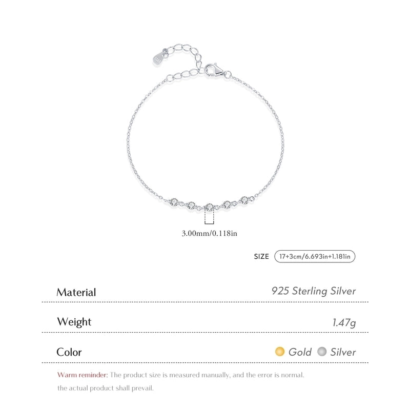 Round Brilliant 925 Sterling Silver Cable Chain Bracelets IG Style Elegant Shiny