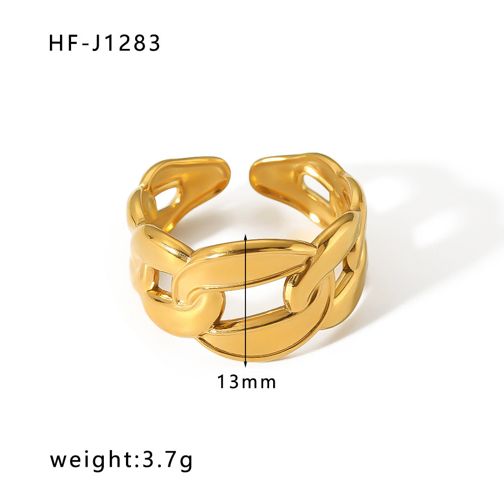 Women IG Style Circle Round Geometric Stainless Steel Electroplating Rings