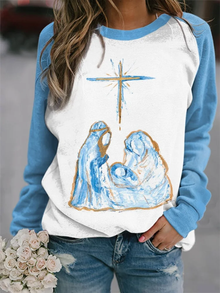 VChics Christmas The True Story Nativity Sweatshirt
