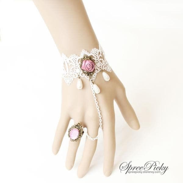 Vintage-style Rose Lace Bracelet Ring SP140502