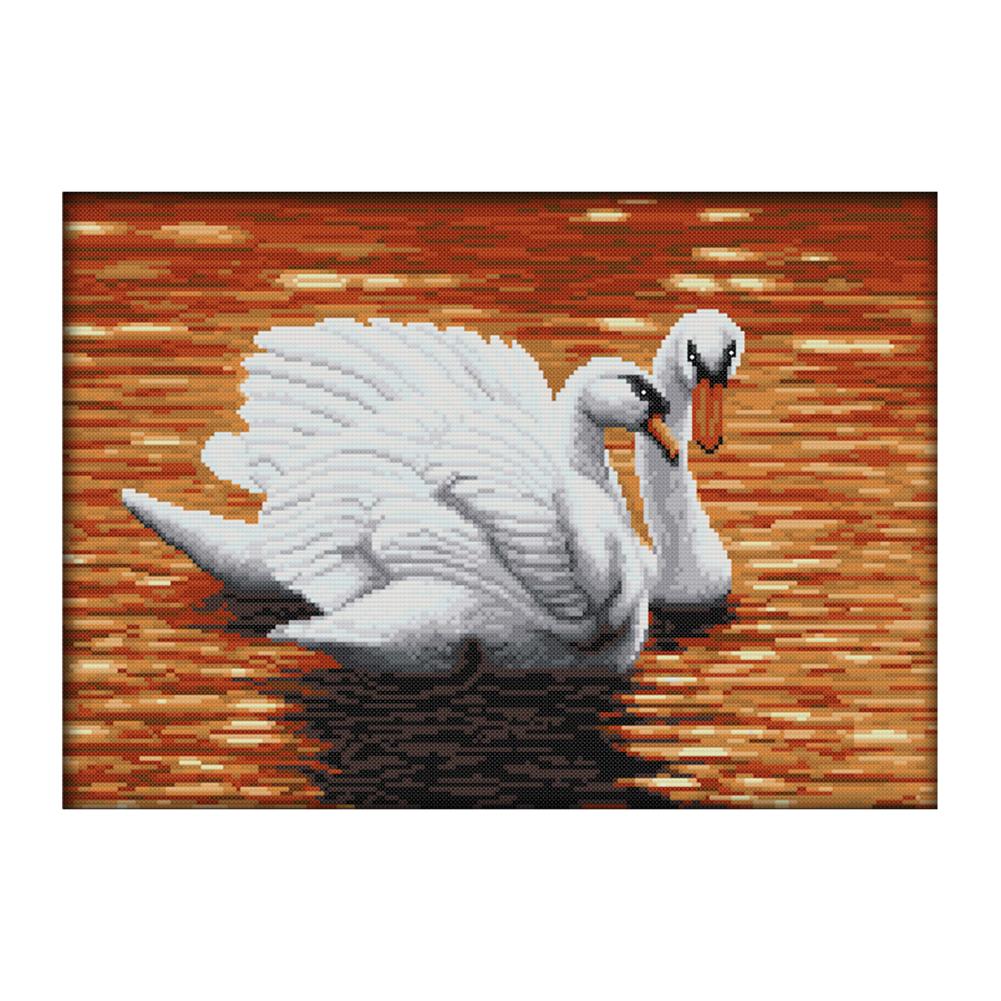 

Two swans - 14CT Stamped Cross Stitch - 44*33cm, 501 Original