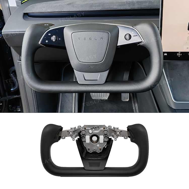 Teslasy Premium Nappa Leather Yoke Steering Wheel V2 For Model 3 Highland / Model Y Junpier 