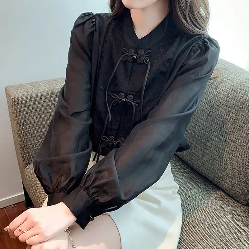 Vintage Buckle Jacquard Long Sleeve Shirt Workwear