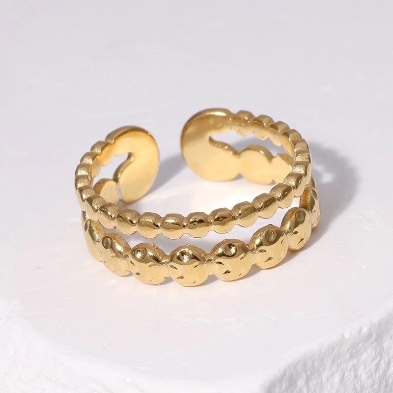 304 Stainless Steel 18K Gold Plated Minimalist Plating Solid Color Rings