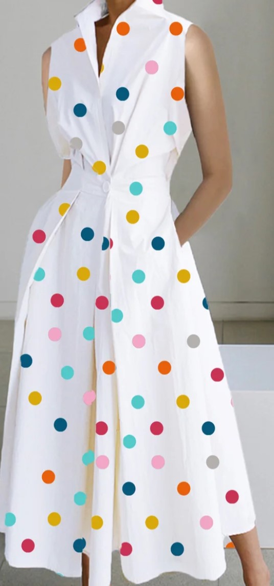 Casual Printed Sleeveless Midi Dress