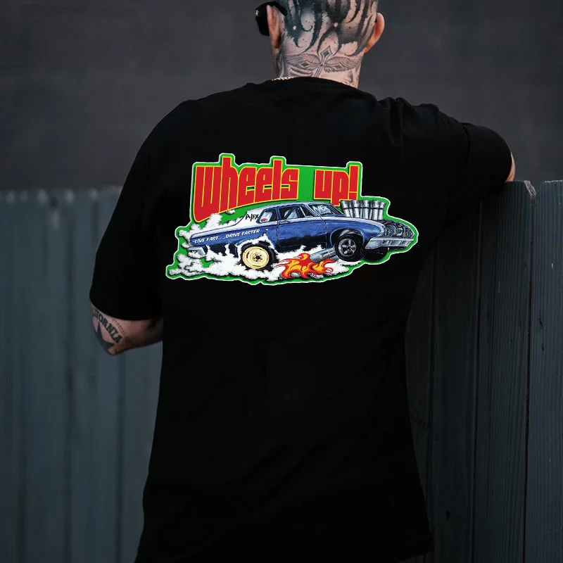 WHEELS UP Classic Car Print Men's T-shirt