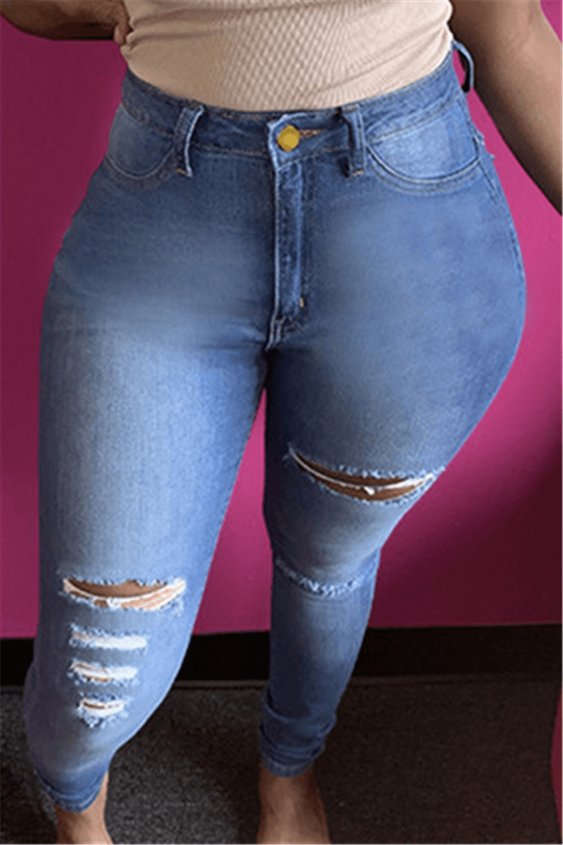 Fashion Casual Skinny Solid Color Jeans