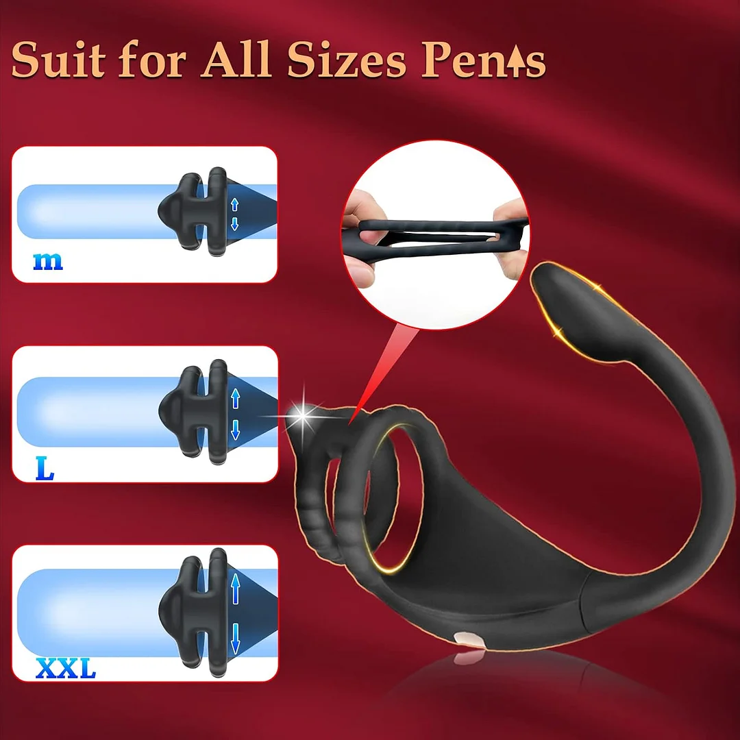 Remote Control Vibrating Cock Ring Taint Stimulator With Anal Sex Toys