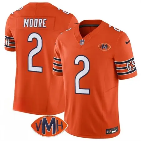 Youth Chicago Bears #2 D.J. Moore Orange 2025 F.U.S.E. With VMH Patch Vapor Untouchable Limited Stitched Football Jersey