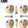 AMK 4Pcs TRX4 Brass Weight 12mm Hex Beadlock Wheel Hubs Heavy Duty Counterweight for 1/10 RC Crawler Cars Sport Defender TRX6 (8mm)