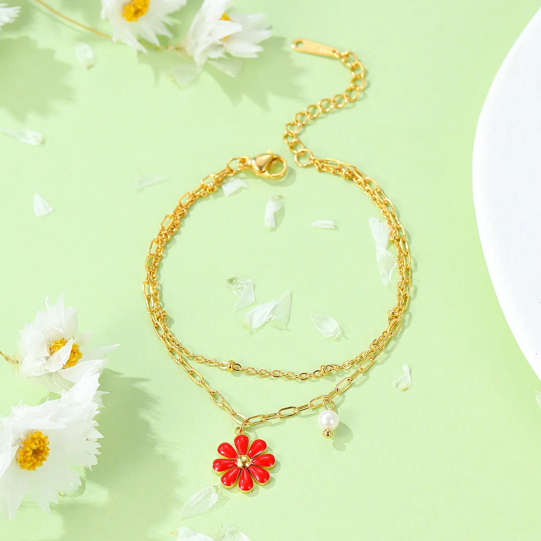 Daisy Dripping Titanium Steel Bracelet