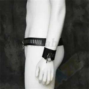pornhint Pornhint Leather Male Chastity Belt Handcuffs Lockdown constraint Chastity Toy