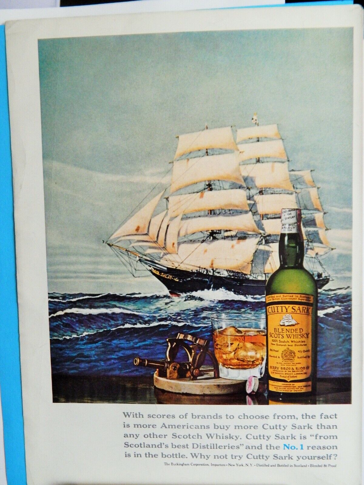 CUTTY SARK SCOTCH / PLAYBOY DEC 1966 COVER ONLY ORIG. VTG 1966 Photo Poster painting AD, 2-SIDED