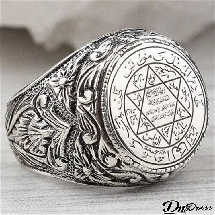 Mysterious Alloy Pentagram Astronomical Unisex  Ornament Ring