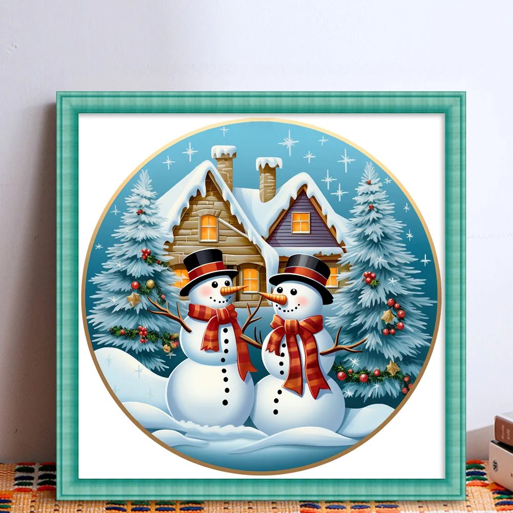DIY Stamped Cross Stitch 11CT Full Embroidery 40*40cm - Christmas Snowman