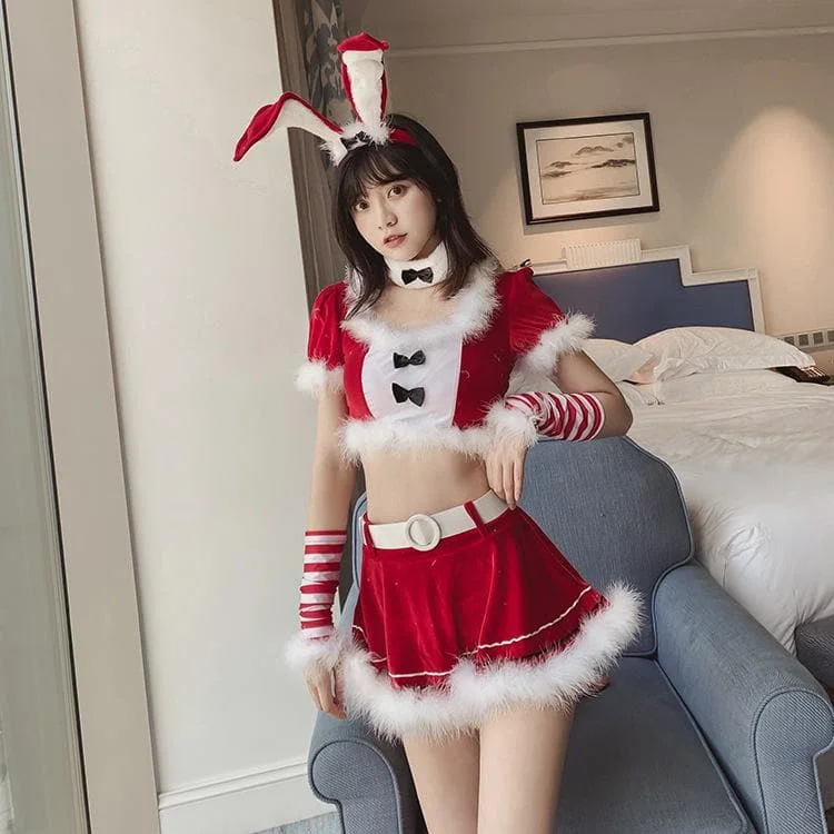 Red Fluffy Bunny Maid Lingerie Set SP14540