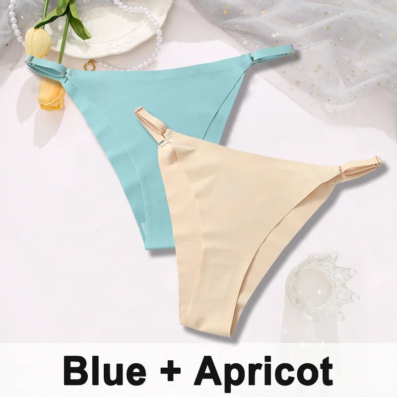 Billionm Women Sexy Ice Silk Panties Seamless Brazilian Panty Adjustable Waist Bikini Underwear Female Low Waist Soft Intimates Lingerie