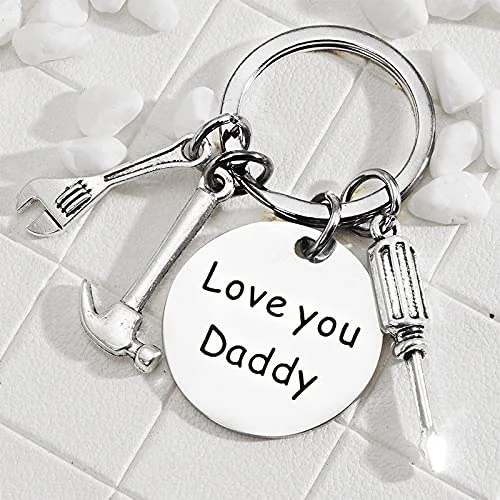 Dad key chain gift for dad daddy father family keychain metal engraved tool box diy Father’s Day parents love you daddy