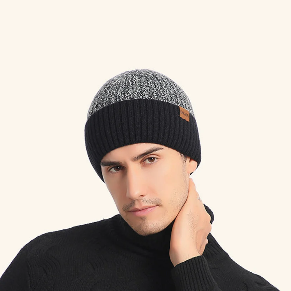 Smiledeer Men's Knit Rib Fleece Cuffed Warm Hat
