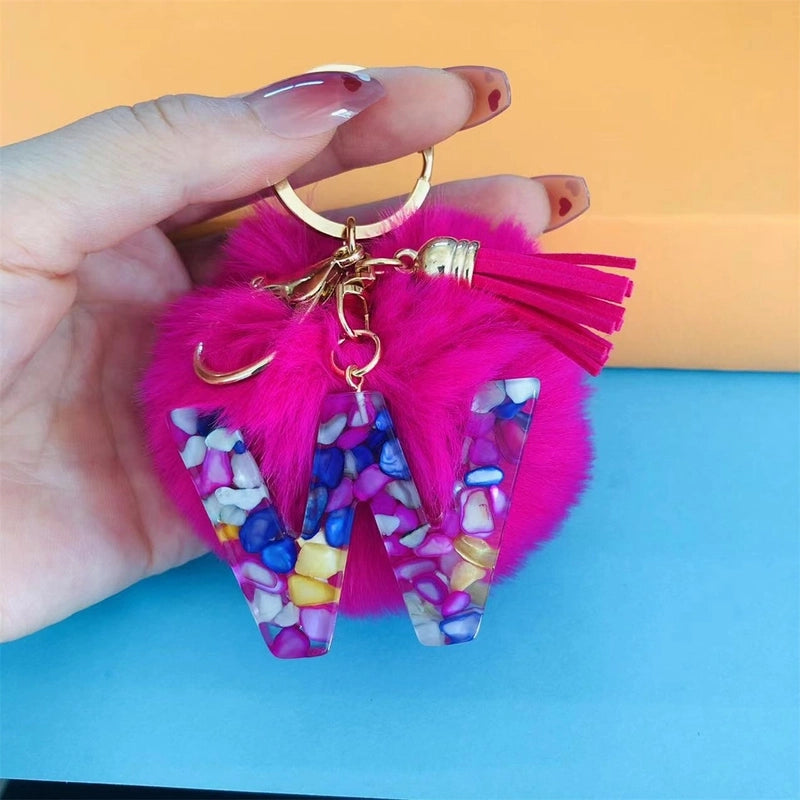 Minimalist Commute Letter Hairball Resin Unisex Bag Pendant Keychain