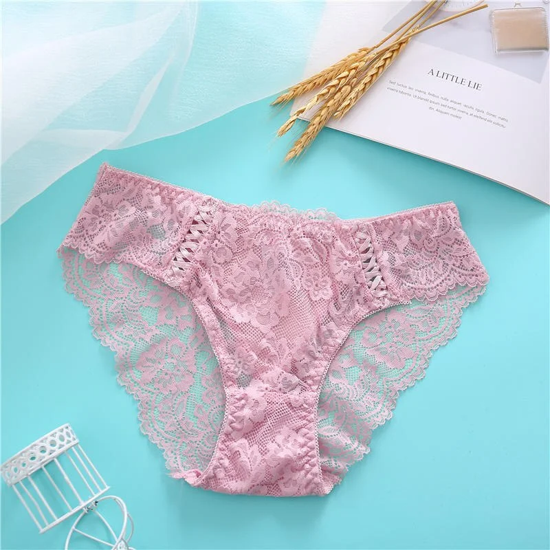 Sexy Underwear Women Lace Panties Female Underpants Floral Lace Briefs 8 Solid Color Panties Lingerie Soft Cotton Crotch Pantys