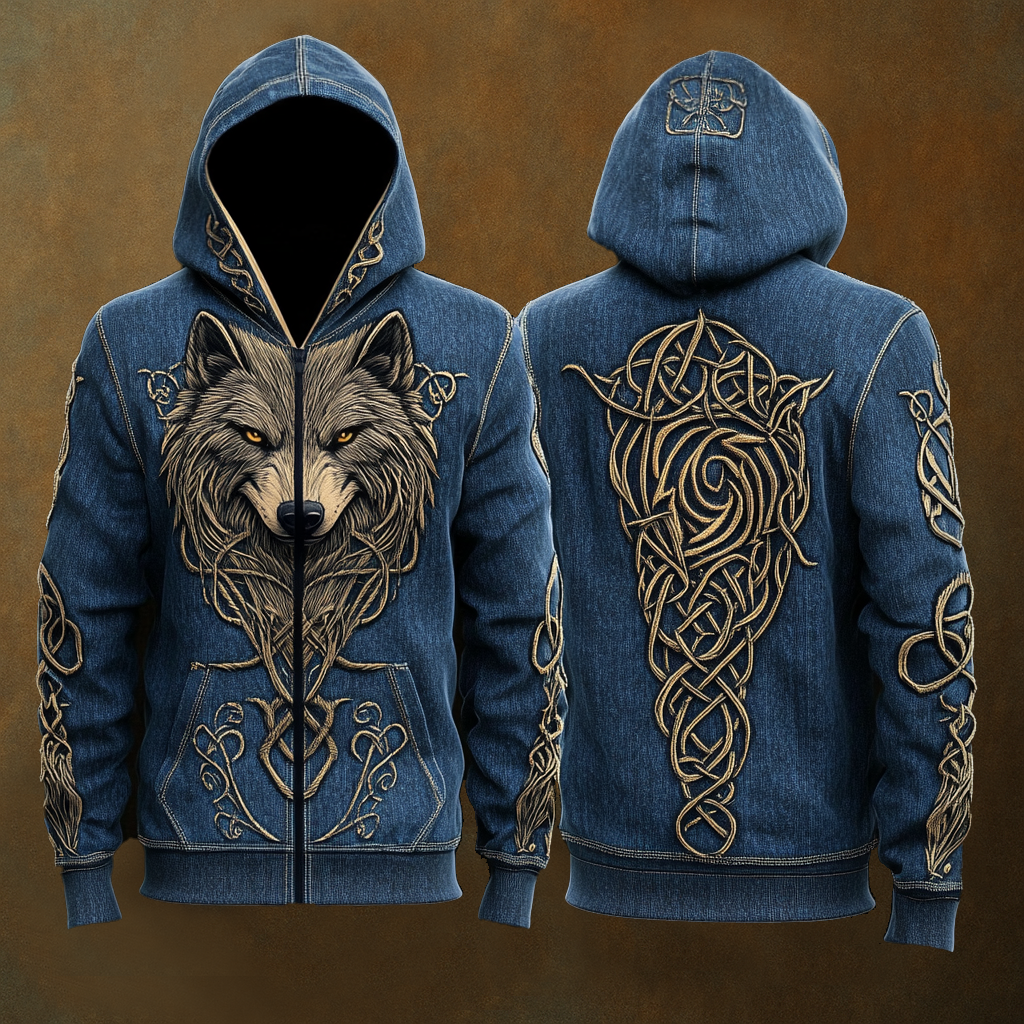 Men's Viking Mythology Wolf Fenrir Totem Hoodie / Rvogue / Rvogue