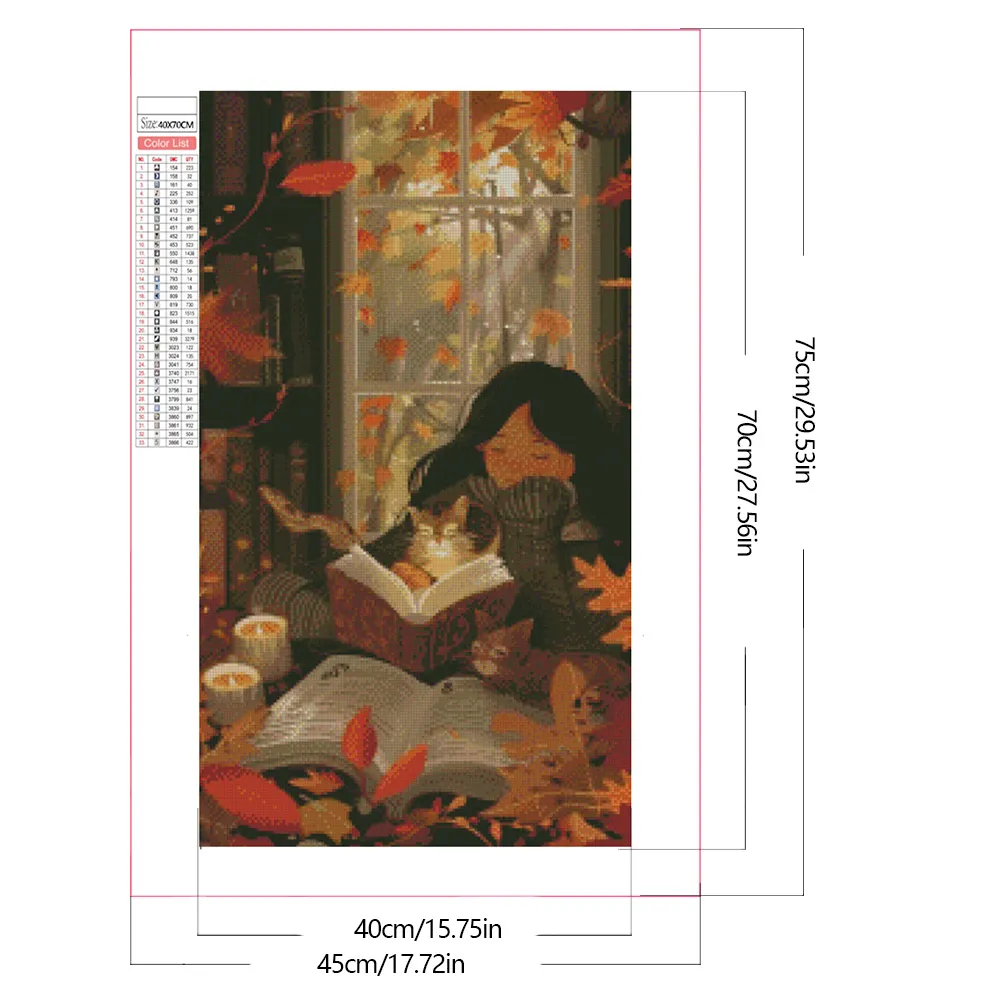 Partial AB Diamond Painting - Full Round Drill - Girl Reading(Canvas|45*75cm)