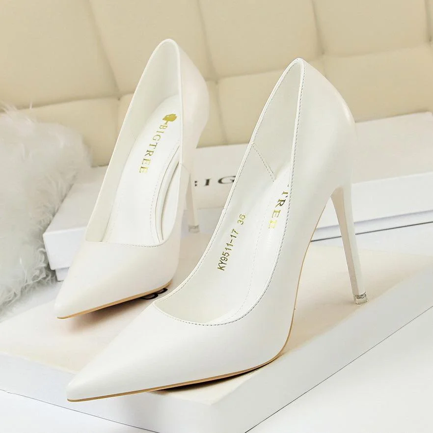 Fashion simple stiletto high-heeled shallow pointy shoes