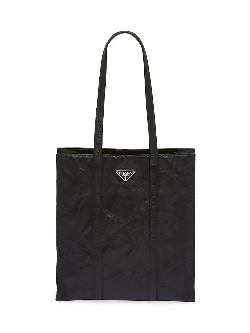 Prada Small Antique Nappa Leather Tote Bag black