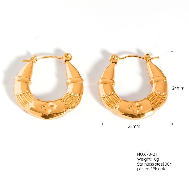 1 Pair Casual Modern Style Classic Style U Shape Geometric 304 Stainless Steel Titanium Steel 18K Gold Plated Earrings