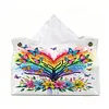 DIY Diamond Art Tissue Box Holder PULeather Crystal Mosaic Desktop Organizer Bag Resin Rhinestone Storage Organizer Gem Art Home Office Decor Craft Gift for Women