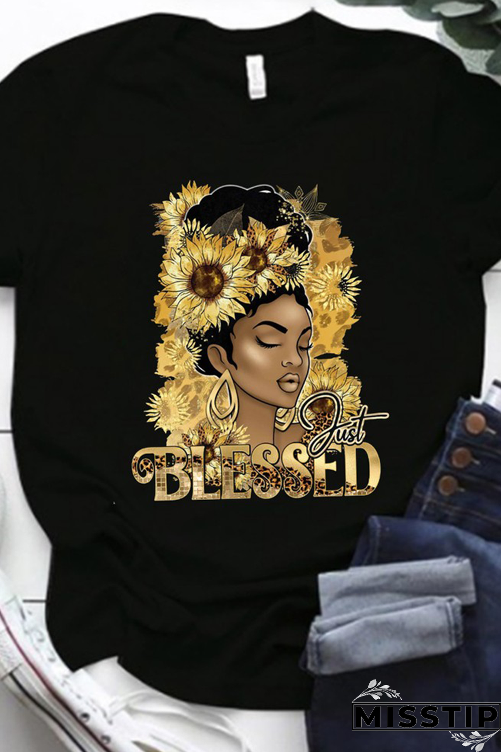 Black Fashion Vintage Floral Patchwork Letter O Neck T-Shirts