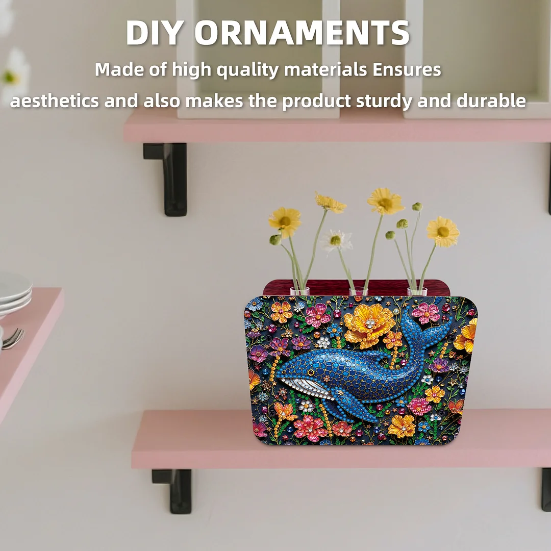 Gem Dolphin DIY Diamond Painting Wooden Tube Vase for Adults Gift Home Decor