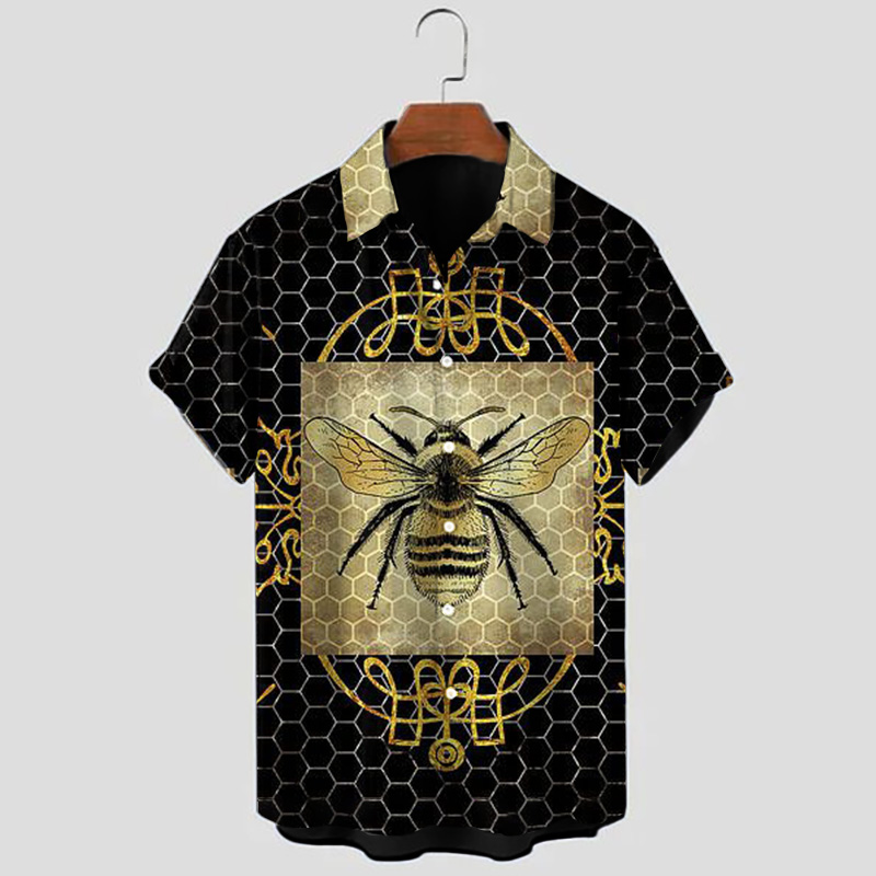 fashion bee design men's short sleeve shirt