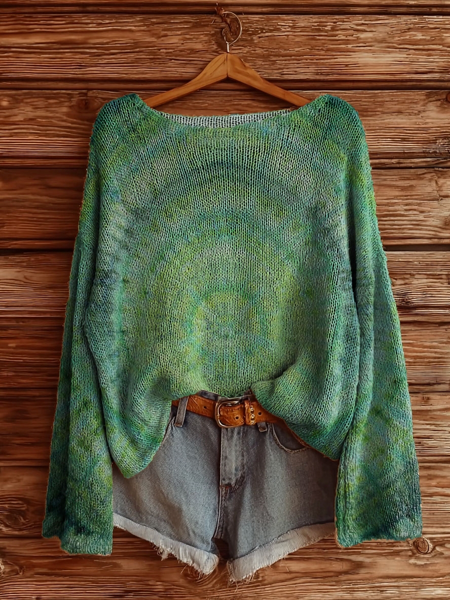 Women's Tie-Dye Kaleidoscope Tattoo Pattern Art Print Casual Pullover Sweater