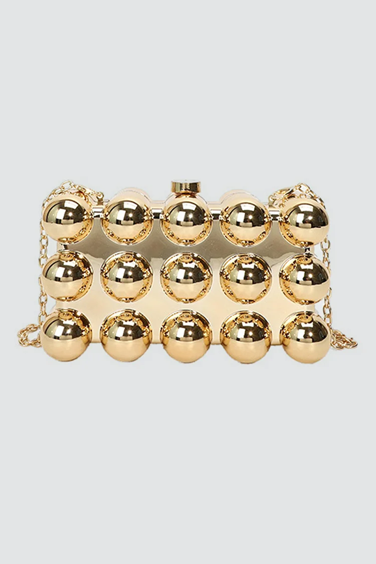 Fashionable Gold Bead Acrylic Square Shoulder Crossbody Bag 2024 - Xpluswear