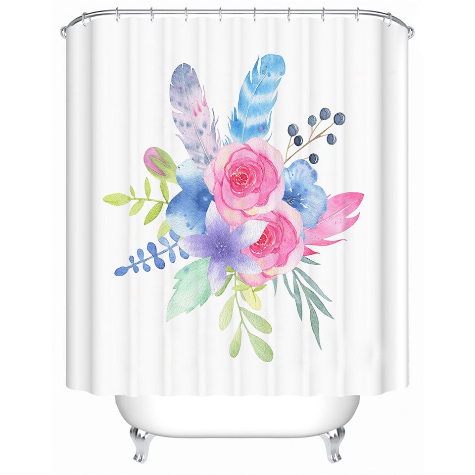 

Flowers Leaves - Print Shower Curtain, 180*200cm, 501 Original
