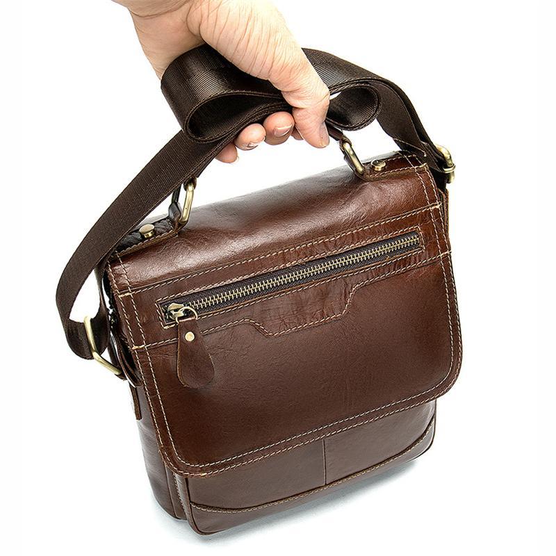 Mens Casual Waterproof Vintage Stitching Handbags With Large Capacity