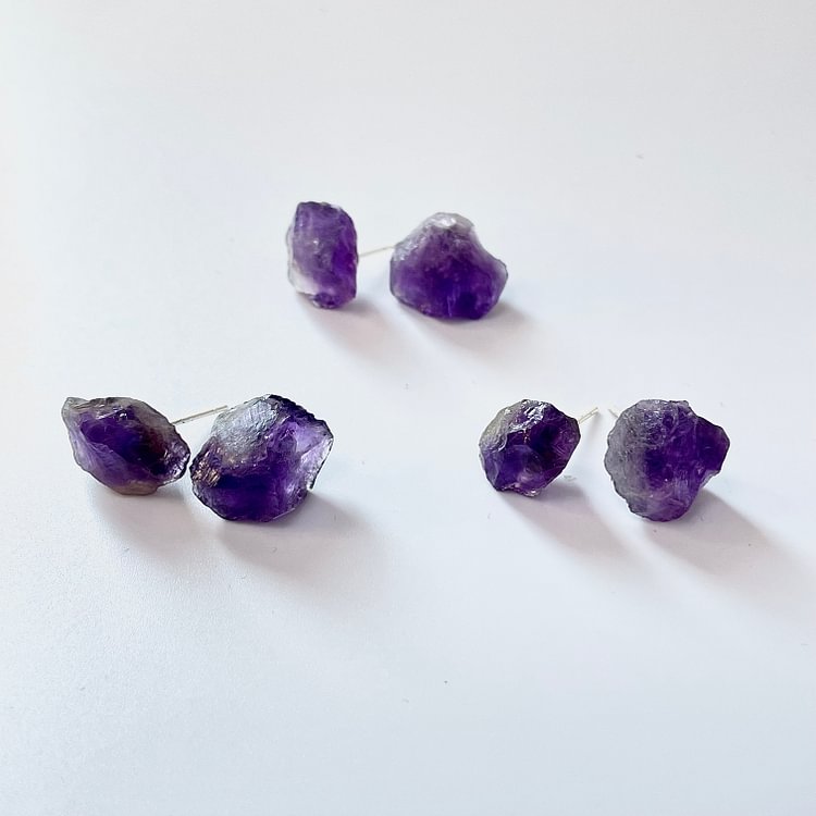 Amethyst Raw Stone Earring 1 pair