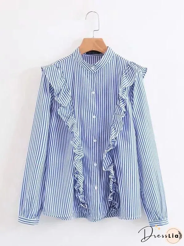 Fashion Stripe Long Sleeve T Shirt Top Blouse