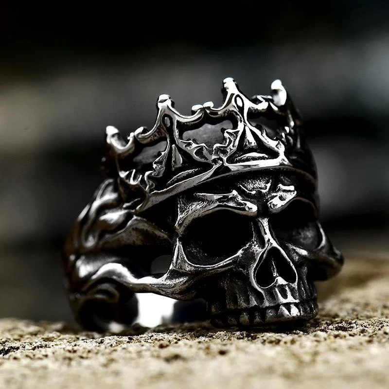 Vintage Halloween Gothic Calvarium Skull Punk Ring Stainless Steel Jewelry
