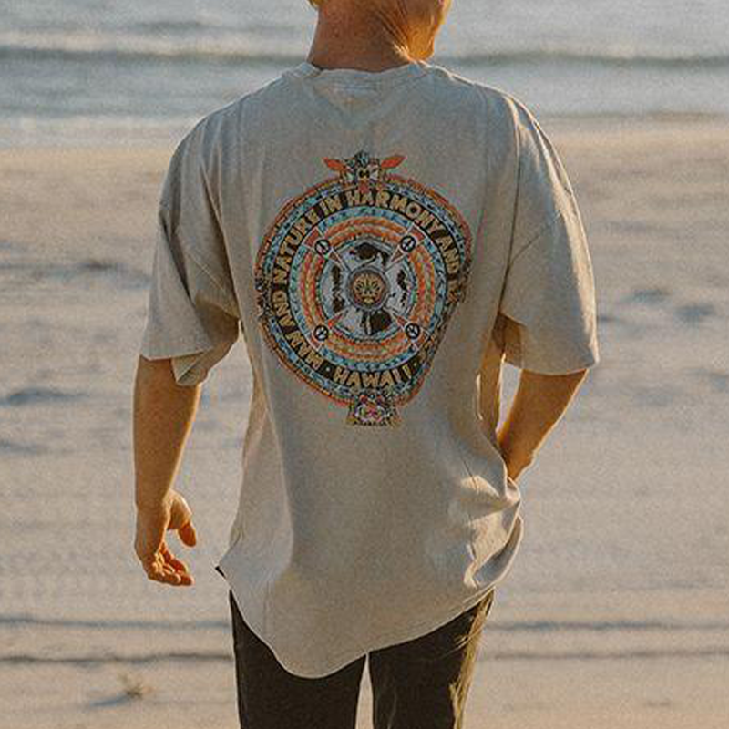 Retro Surf Print Casual T-Shirt、、URBENIE