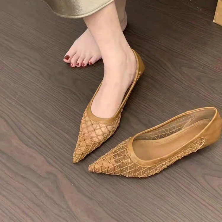 Yyvonne Summer New French Small Fragrant Low-Heeled High-Heeled High-Heeled Shoes Head Shallow One-Foot Single-Shoe Women