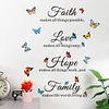 Faith Love Hope Family Butterfly Quote Wall Sticker Home Decor