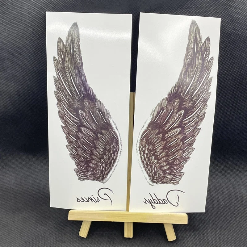 2PCS The Angel's Wing Temporary Tattoo Stickers For Men Women Leg Arm Body Art Temporary Tattos Waterproof Flash Decals Tatoos